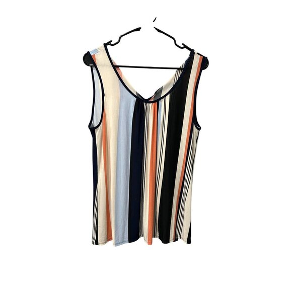 Corvia Womens Multicolor Striped Sleeveless Top With Tie Back Detail - Picture 1 of 7